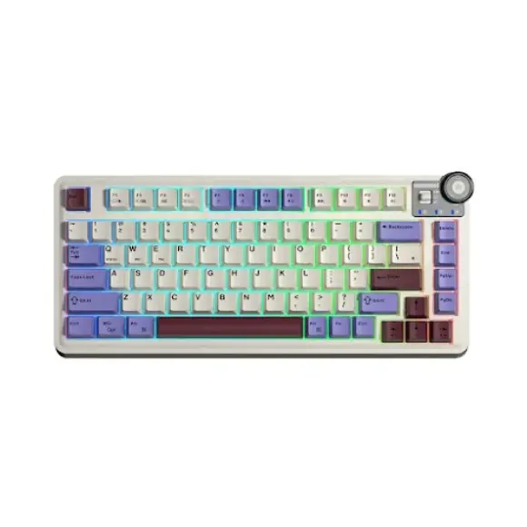 Bàn – Phím – Cơ – Gaming – không – dây – AULA - AU75 - (Tím+Be+Đỏ -Mạch – xuôi -Star Vector - Switch)